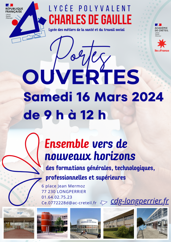 PORTES OUVERTES DU LYCEE CHARLES DE GAULLE SAMEDI 16 MARS 2024